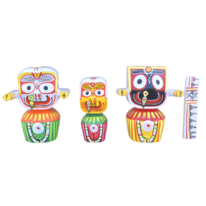 Neem Wood Jagannath Idol Set 4 Inch for Pooja Decorative Showpiece - 10 cm  (Wood, Multicolor)