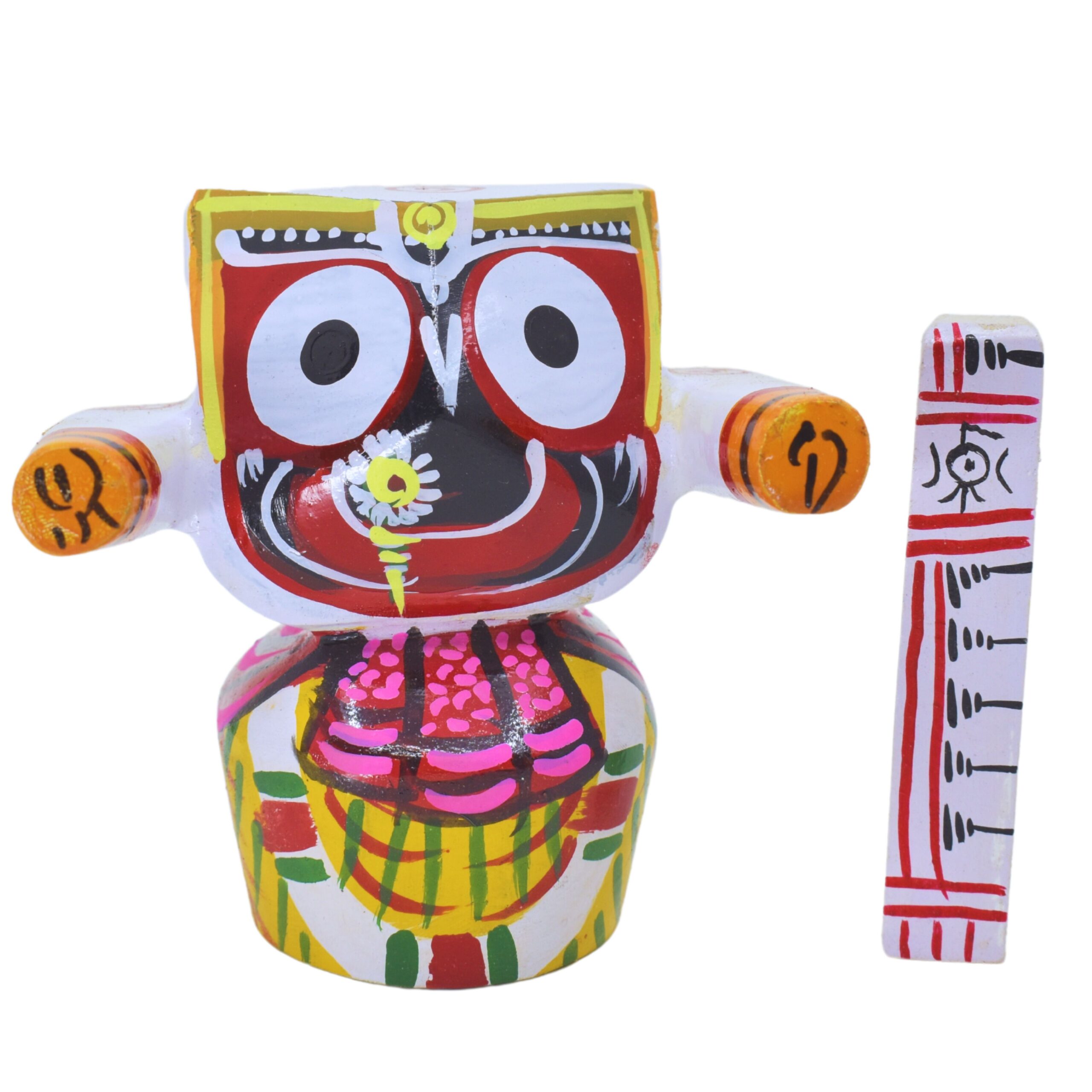 Neem Wood Jagannath, Balabhadra, Subhadra, Sudarshan 4 Inch Deity Set - Religious Treasures(Multicolor) - Image 3