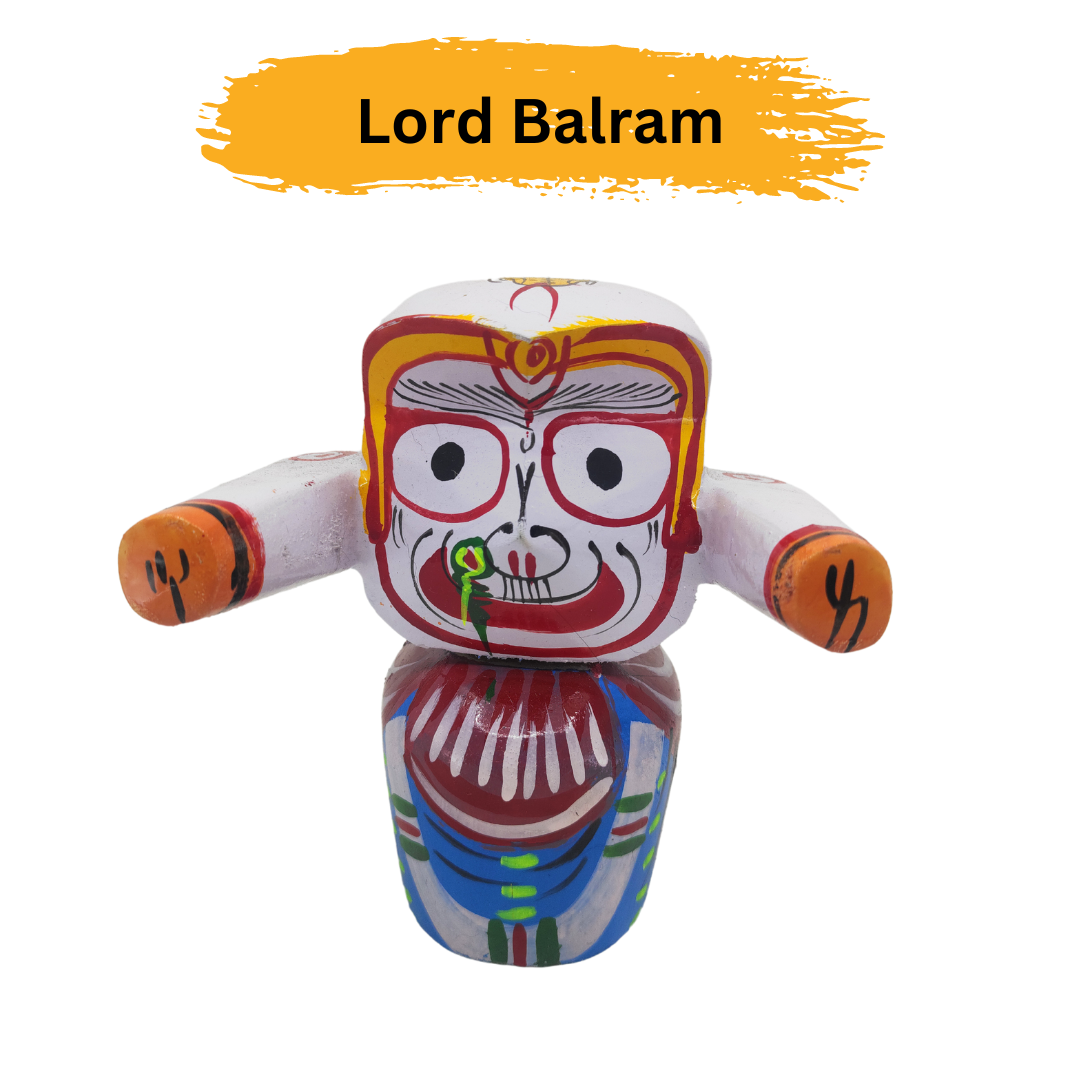Lord Jagannath, Balaram, Subhadra Wooden Idol (Multicolour, Small, 6 Inch) -15 Cm Height - Image 5