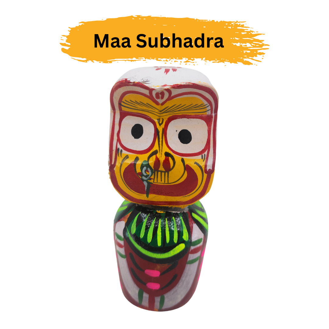 Lord Jagannath, Balaram, Subhadra Wooden Idol (Multicolour, Small, 6 Inch) -15 Cm Height - Image 4