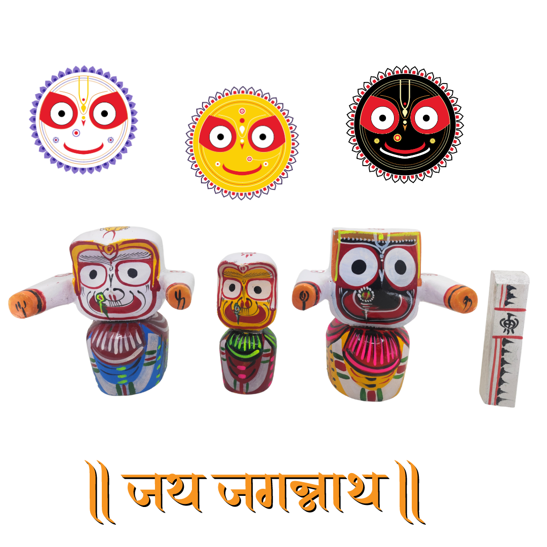 Lord Jagannath, Balaram, Subhadra Wooden Idol (Multicolour, Small, 6 Inch) -15 Cm Height - Image 2