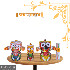 Lord Jagannath,Balaram,Subhadra Wooden Idol 10-Inch (Pack of 3,X-Large)
