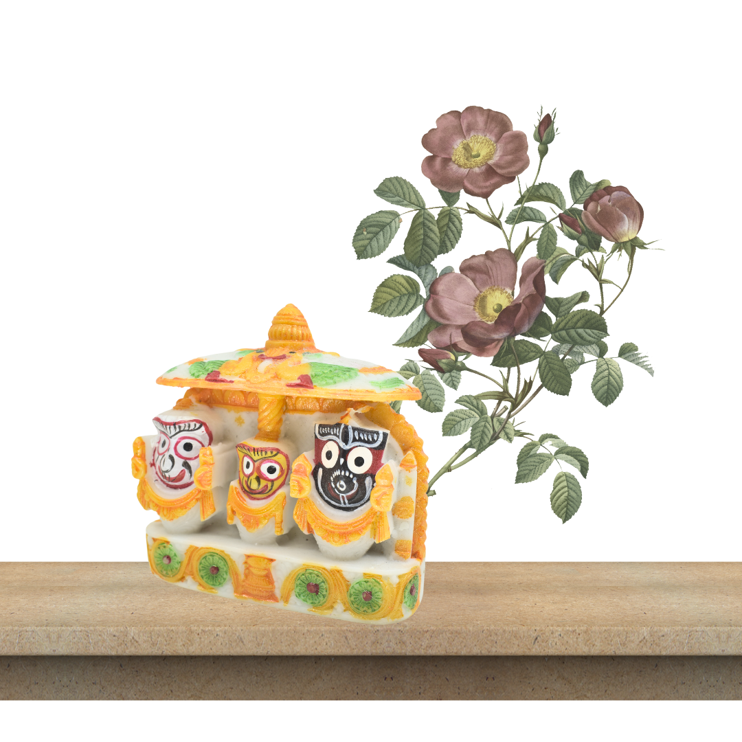 Jagannath Balaram Subhadra marble Car Dashboard | Idols Size (3 x 3) inch, Multicolour - Image 2