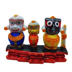 Jagannath World Marble Dust Jagannath, Balaram and Subhadra Deity Trio (Pack of 1,Multicolor)