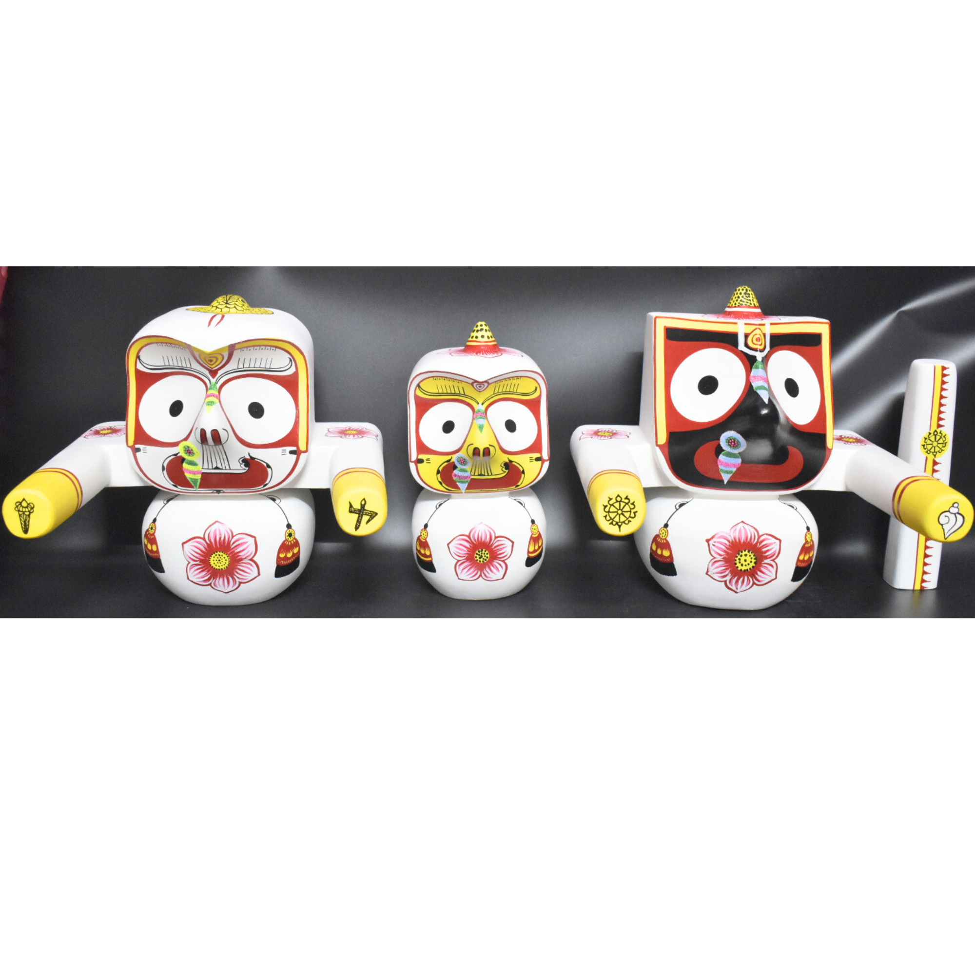 Jagannath,Balabhadra,Subhadra and Sudarshan 12 Inch( 1 Feet ) Idol Set, Made of Pure Neem Wood Idol