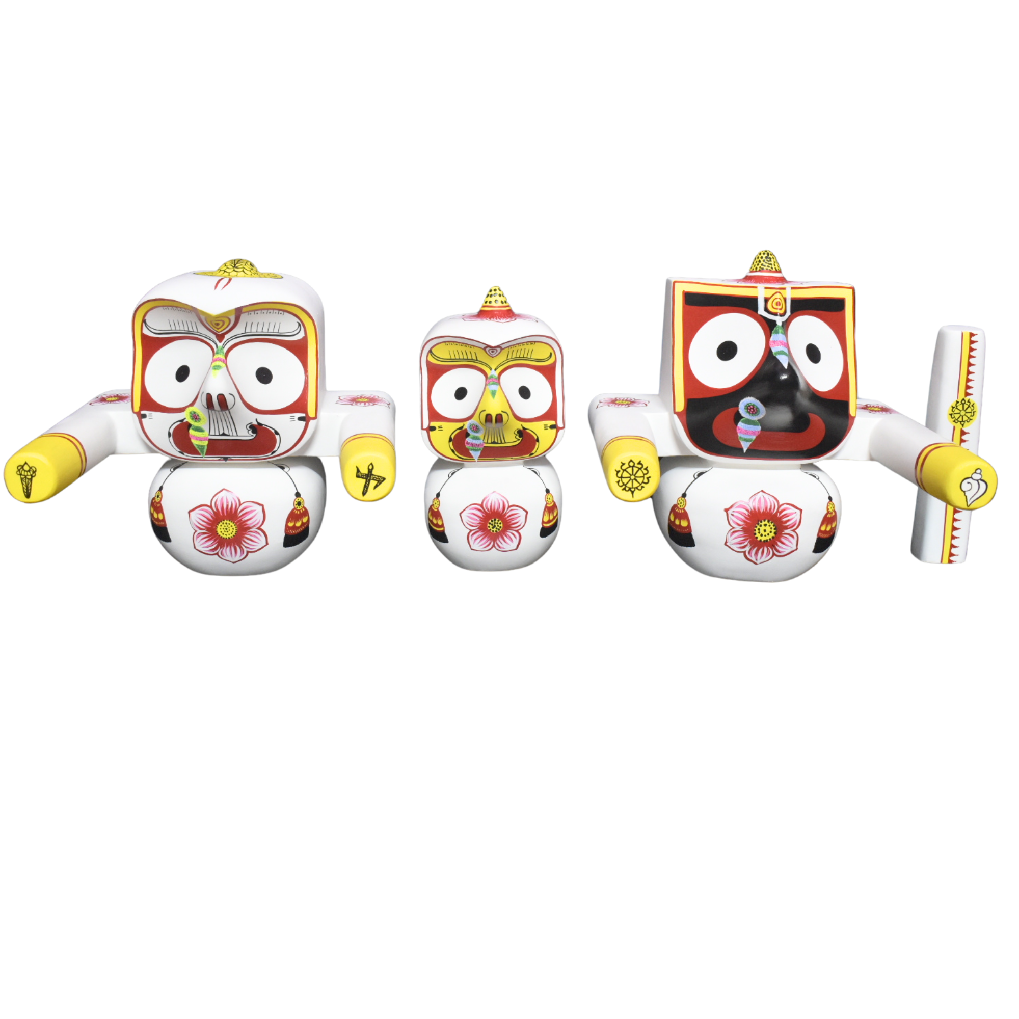 Jagannath,Balabhadra,Subhadra and Sudarshan 12 Inch( 1 Feet ) Idol Set, Made of Pure Neem Wood Idol - Image 2