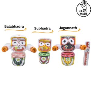 Neem Wood Lord Jagannath, Balabhadra, Maa Subhadra Idol Set - 8 Inch