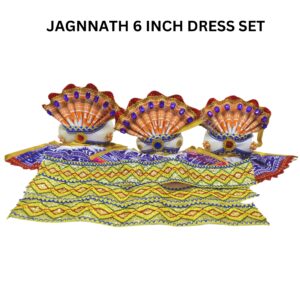 6-Inch (15cm) Deity Dress Set for Lord Jagannath, Balabhadra, Subhadra Idols(White & Blue)