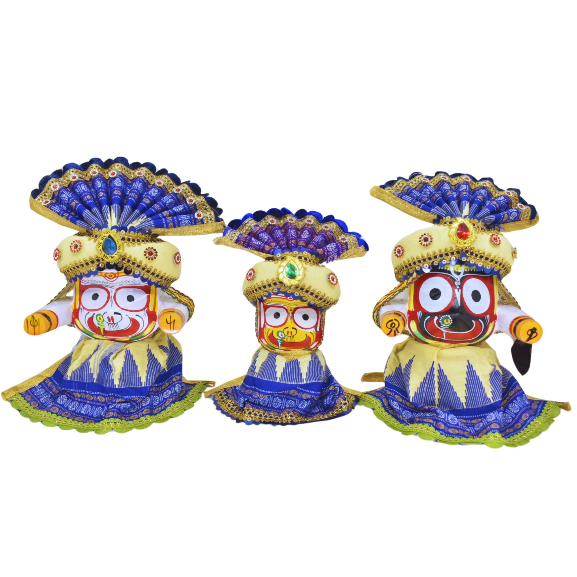 6-Inch (15cm) Pagadi Dress Set for Jagannath, Balabhadra, and Maa Subhadra Idols - Image 2