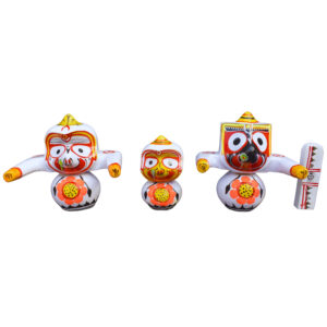 5-Inch White Pure Neem Wood Idols of Jagannath, Balabhadra ,Subhadra & Sudarshan