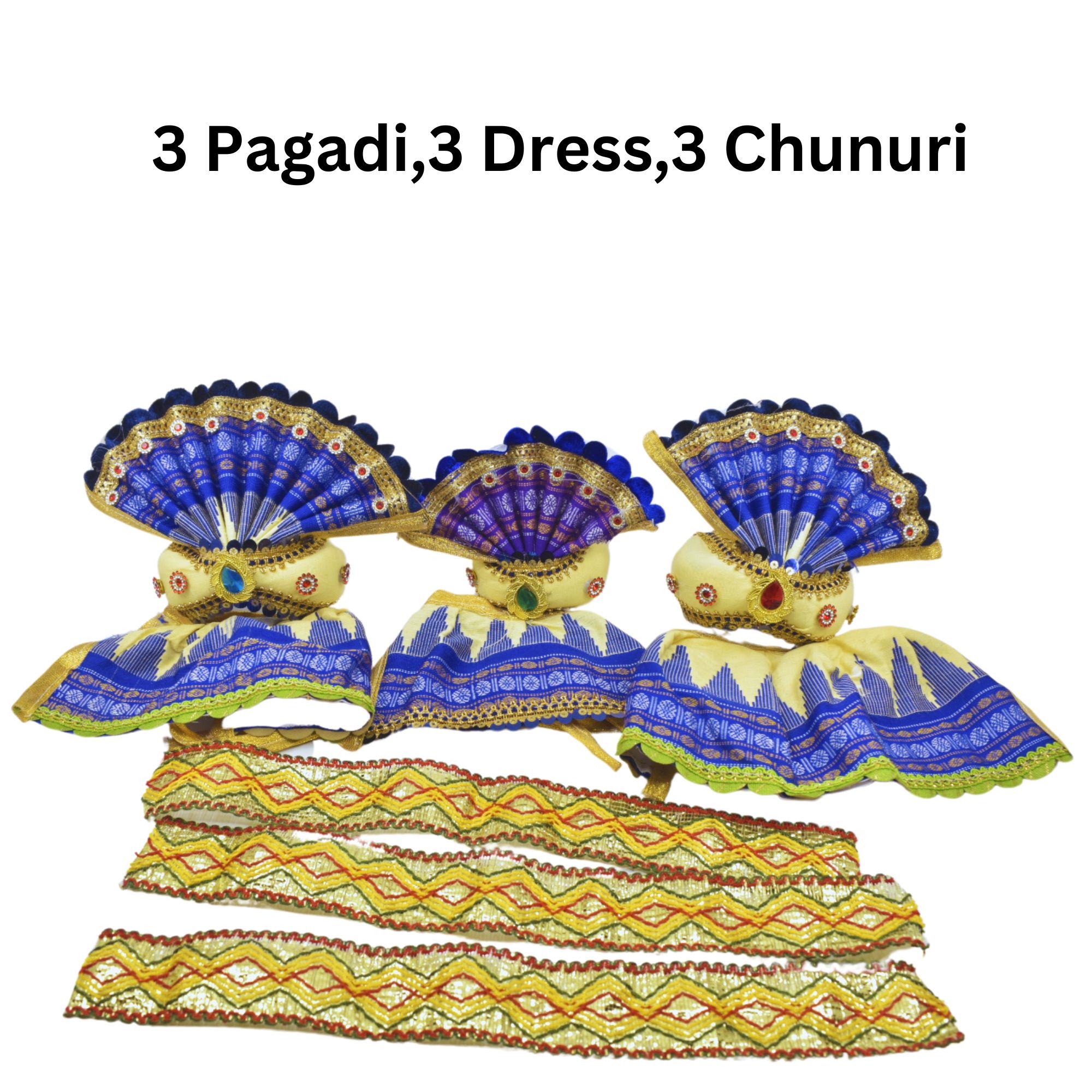6-Inch (15cm) Pagadi Dress Set for Jagannath, Balabhadra, and Maa Subhadra Idols - Image 7