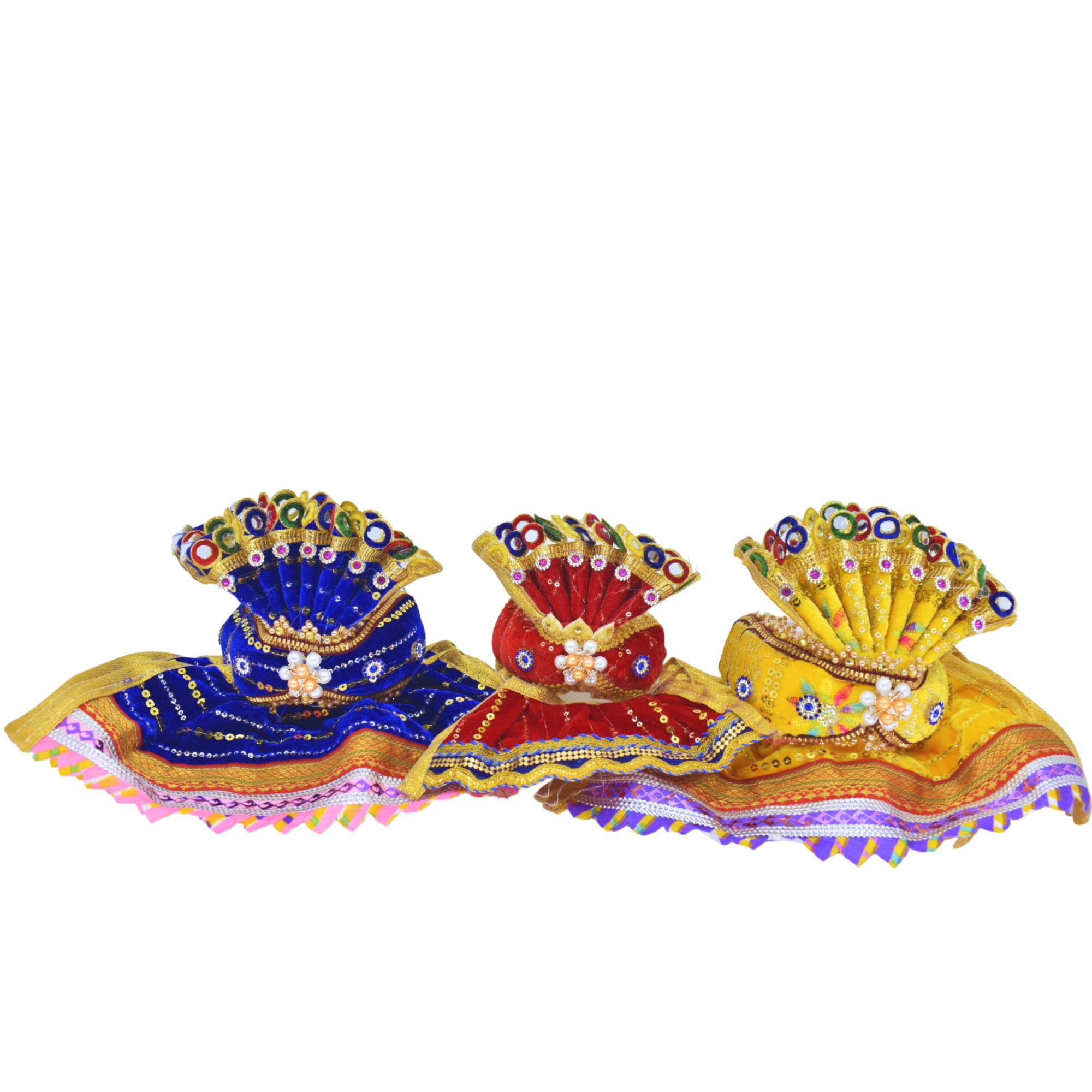 8 Inch (20cm) Vibrant Multicolor Complete Attire Set for Lord Shree Jagannath Idol (Pack of 3,Multicolor) - Image 8