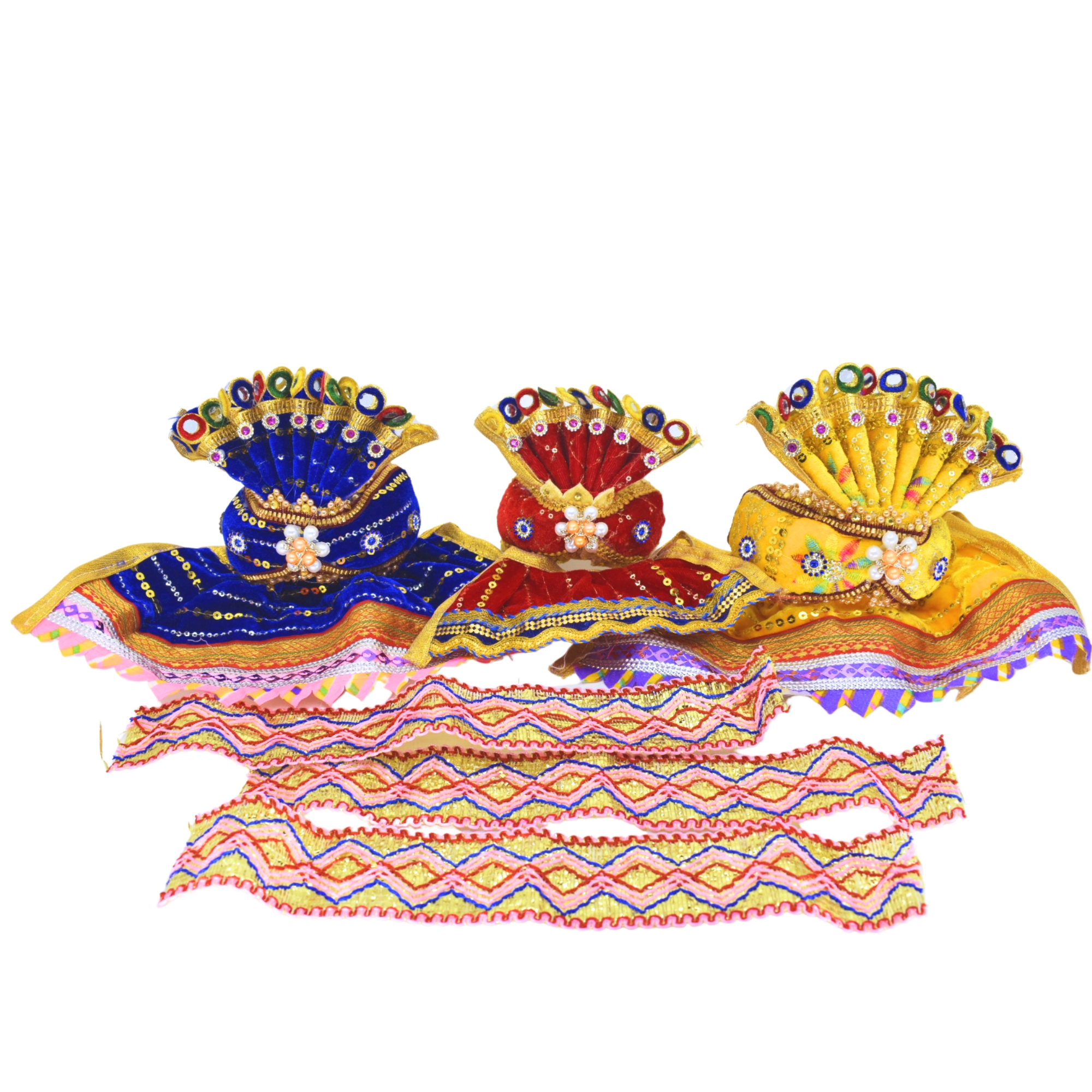 8 Inch (20cm) Vibrant Multicolor Complete Attire Set for Lord Shree Jagannath Idol (Pack of 3,Multicolor) - Image 2