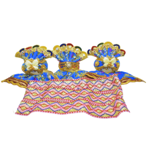 4 Inch (10 Cm) Complete Premium Pagadi Dress Set for Lord Jagannath, Balaram, Subhadra Idol (Blue)