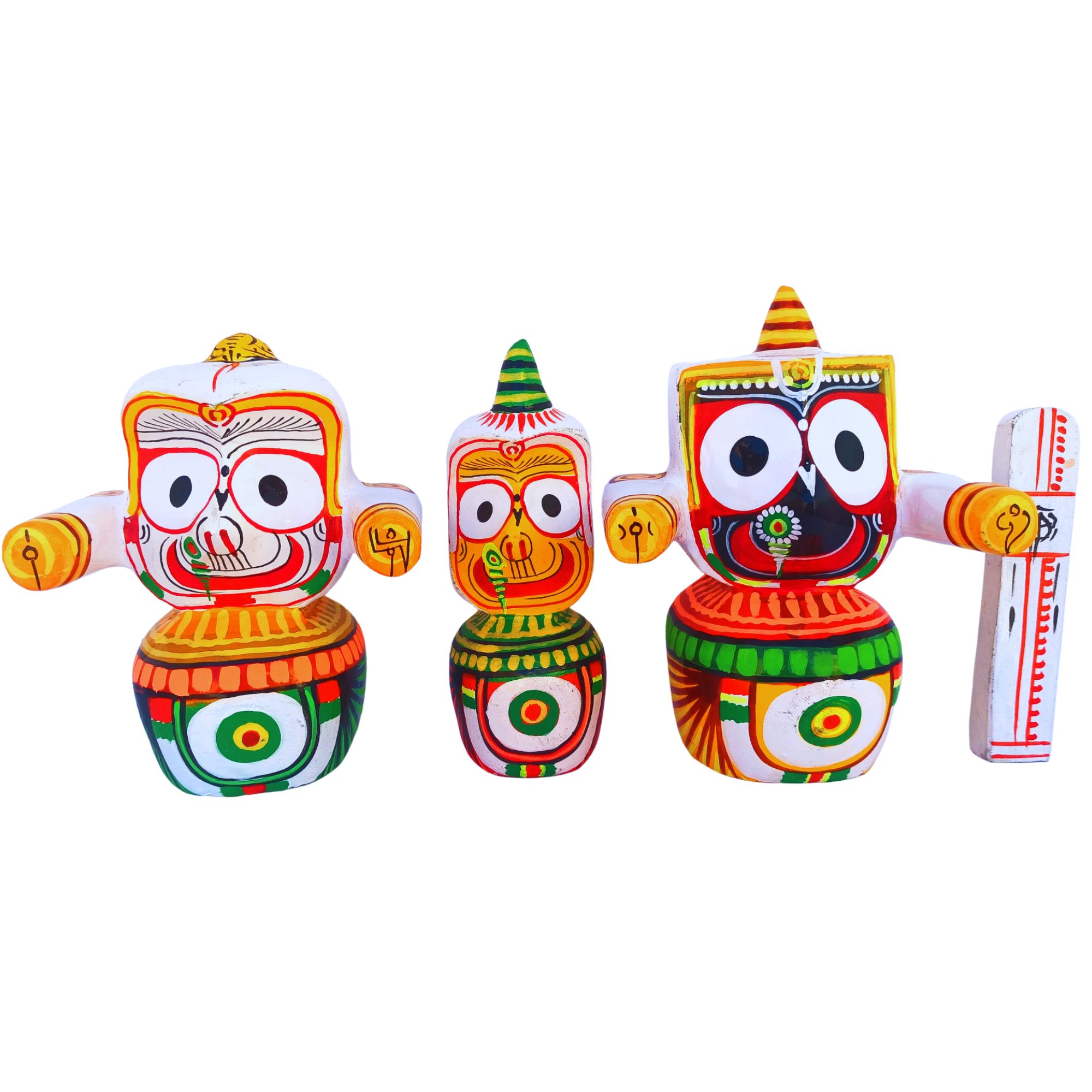 Lord Jagannath,Balaram,Subhadra Wooden Idol 12-Inch, Idol - Image 3