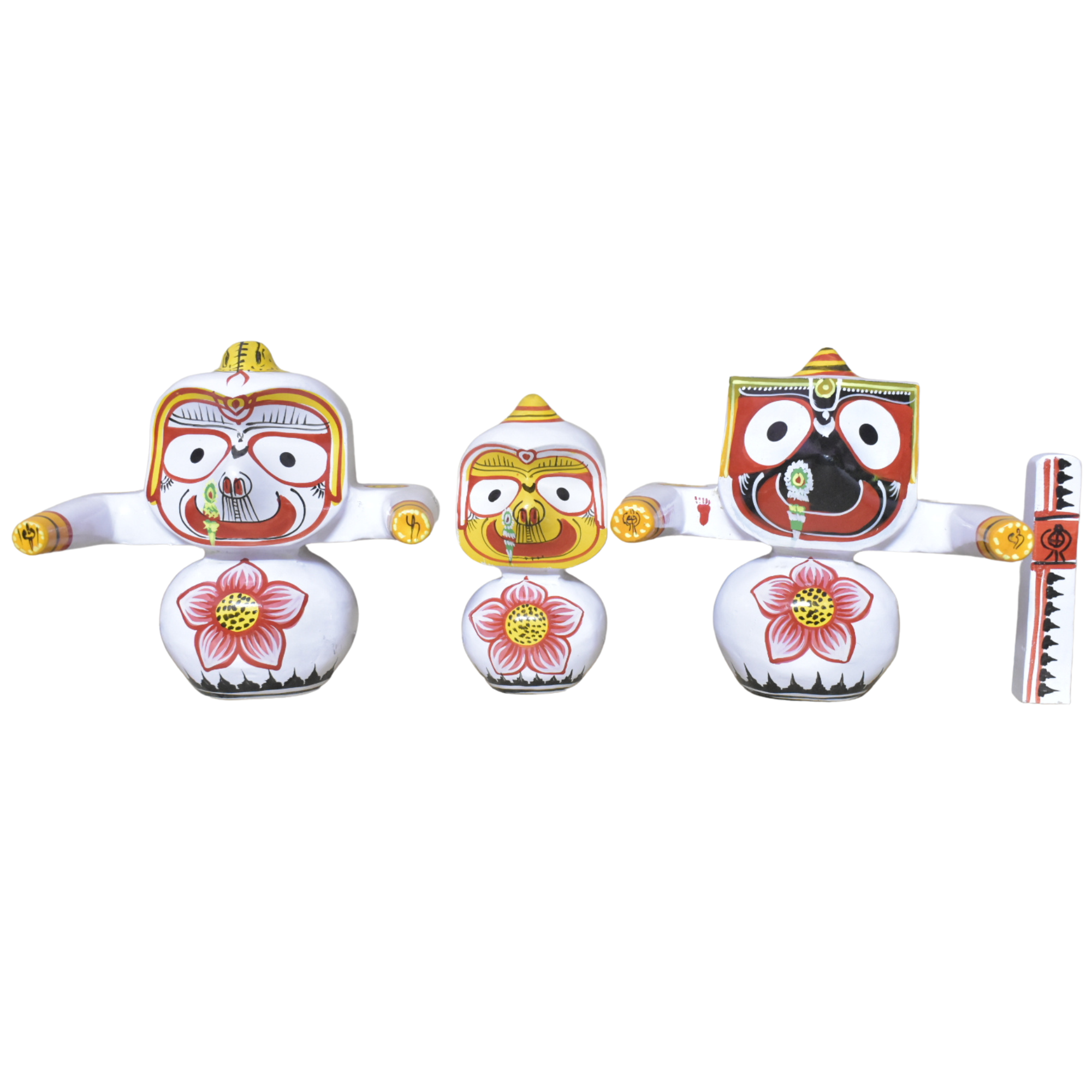 Jagannath World Lord Jagannath Idol Neem wood Murti Set 7 Inch (White)