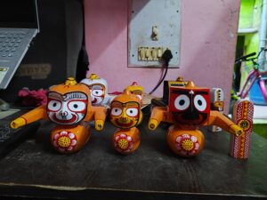 5 Inch Handcrafted Neem Wood Jagannath Balabhadra Subhadra and Sudarshan Idol Set