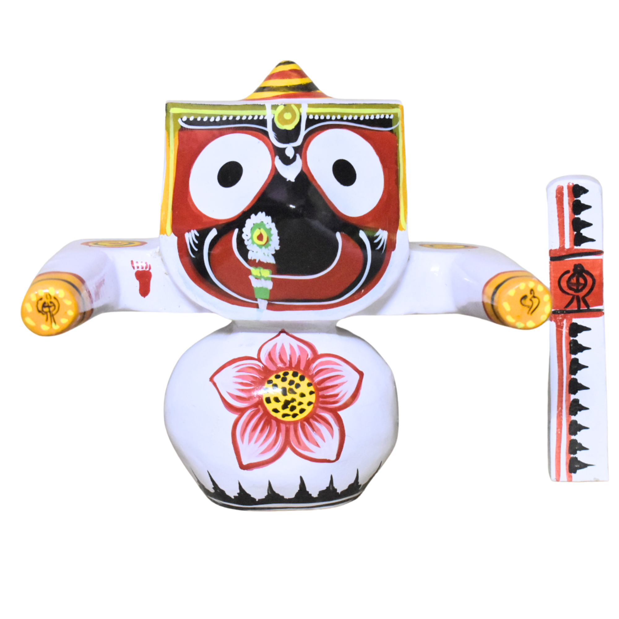 Jagannath World Lord Jagannath Idol Neem wood Murti Set 7 Inch (White) - Image 2