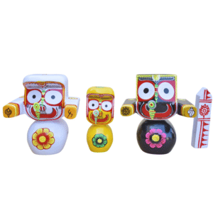 Jagannath World Neem Wood Idol of Jagannath, Balaram, Subhadra, Sudarshan Set- 6 Inch (Pack of 4,Multicolor)