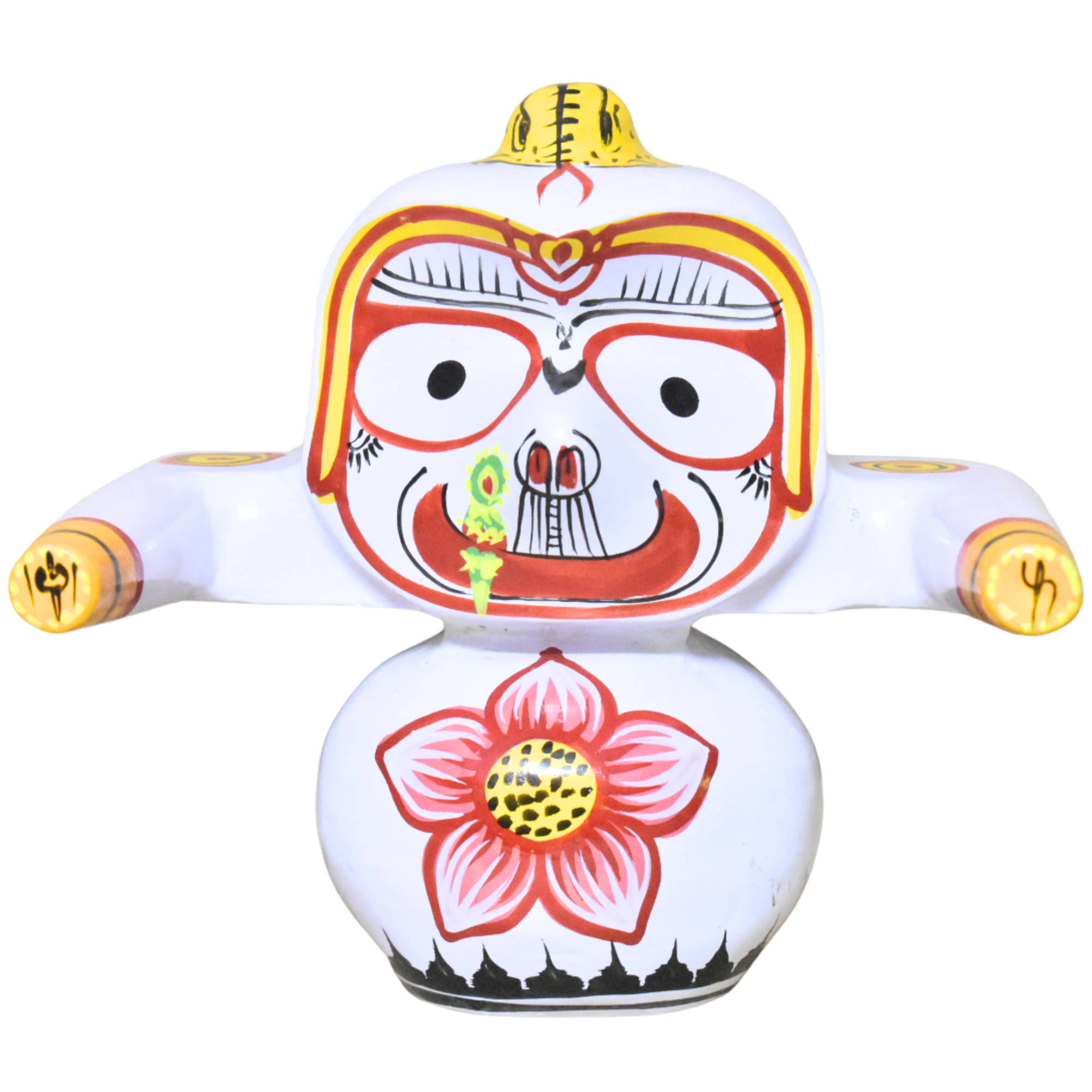 Jagannath World Lord Jagannath Idol Neem wood Murti Set 7 Inch (White) - Image 3