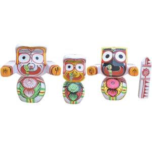 Jagannath World Neem Wood Idols of Jagannath, Balaram, Subhadra and Sudarshan Set- 6 Inch (Pack of 4,Multicolor)