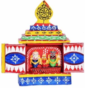 Lord Jagannath Temple Miniature,Mandir,Puri dham Wooden Temple Miniature 20 X 18 X 8 Cm