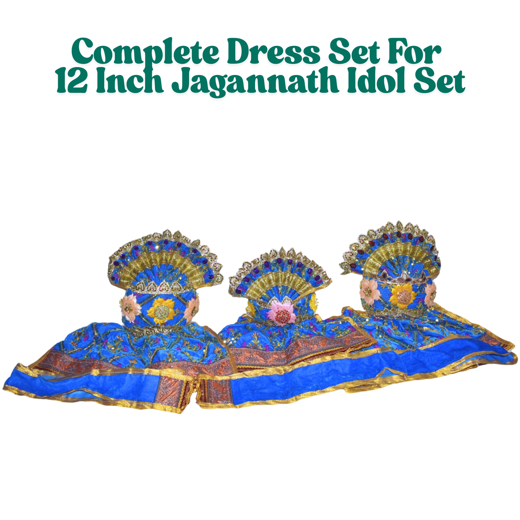 12 inch Complete Dress set for Shree Jagannath Idol set (Blue) - Image 2