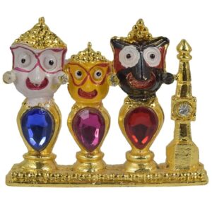 Metal Jagannath Handmade Small Statue (Golden) for Car Dashboard, Pooja Room