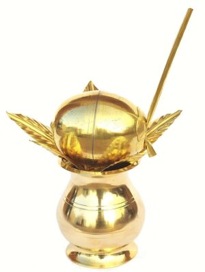 Glossy Mangal Kalash for Pooja Ghar,Home Decor,Diwali Pooja, Wedding Cerimony Brass Kalash (Gold)