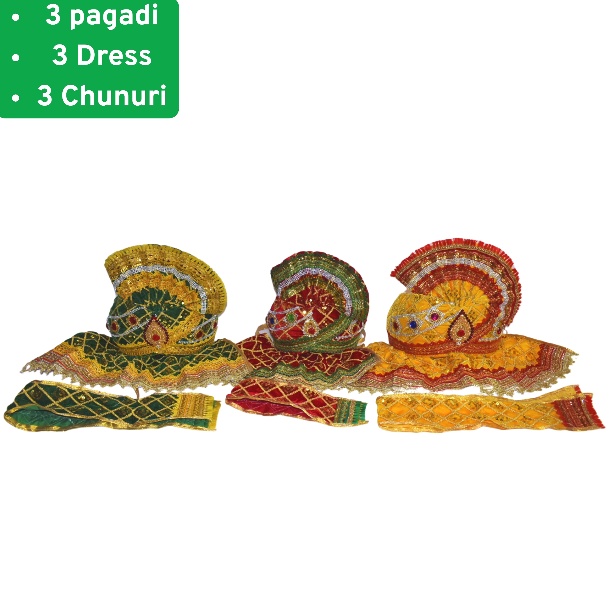 12 Inch Complete Pagadi Dress set for Shree Jagannath Idol set (Multicolor) - Image 3