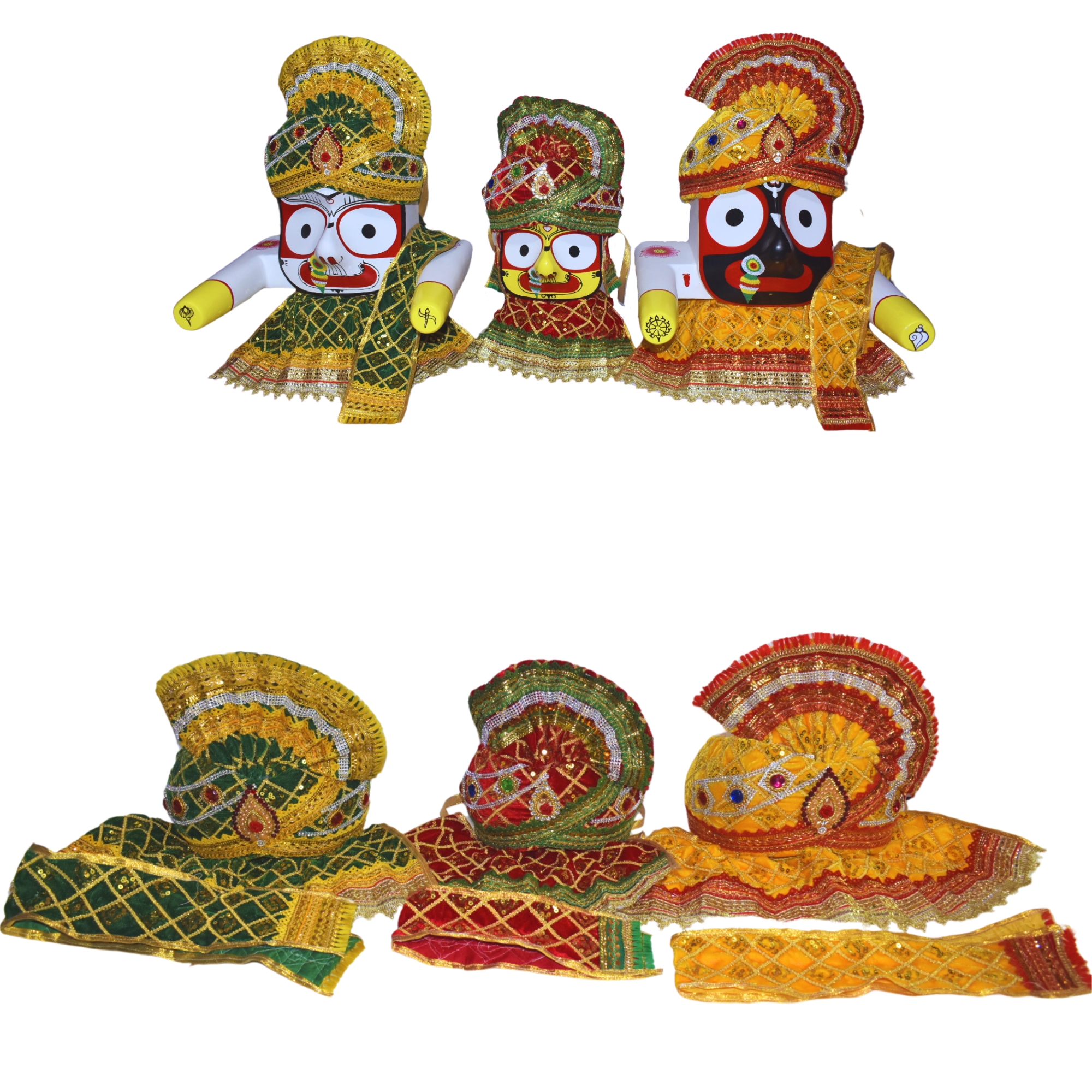 12 Inch Complete Pagadi Dress set for Shree Jagannath Idol set (Multicolor) - Image 4