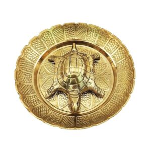 Brass Turtle Vaastu Tortoise on Plate | for Career & Good Luck Gift,Set of 1