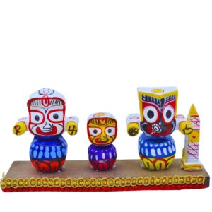 Lord Jagannath with his Siblings in Singhasan (Pack of 1,Multicolor)
