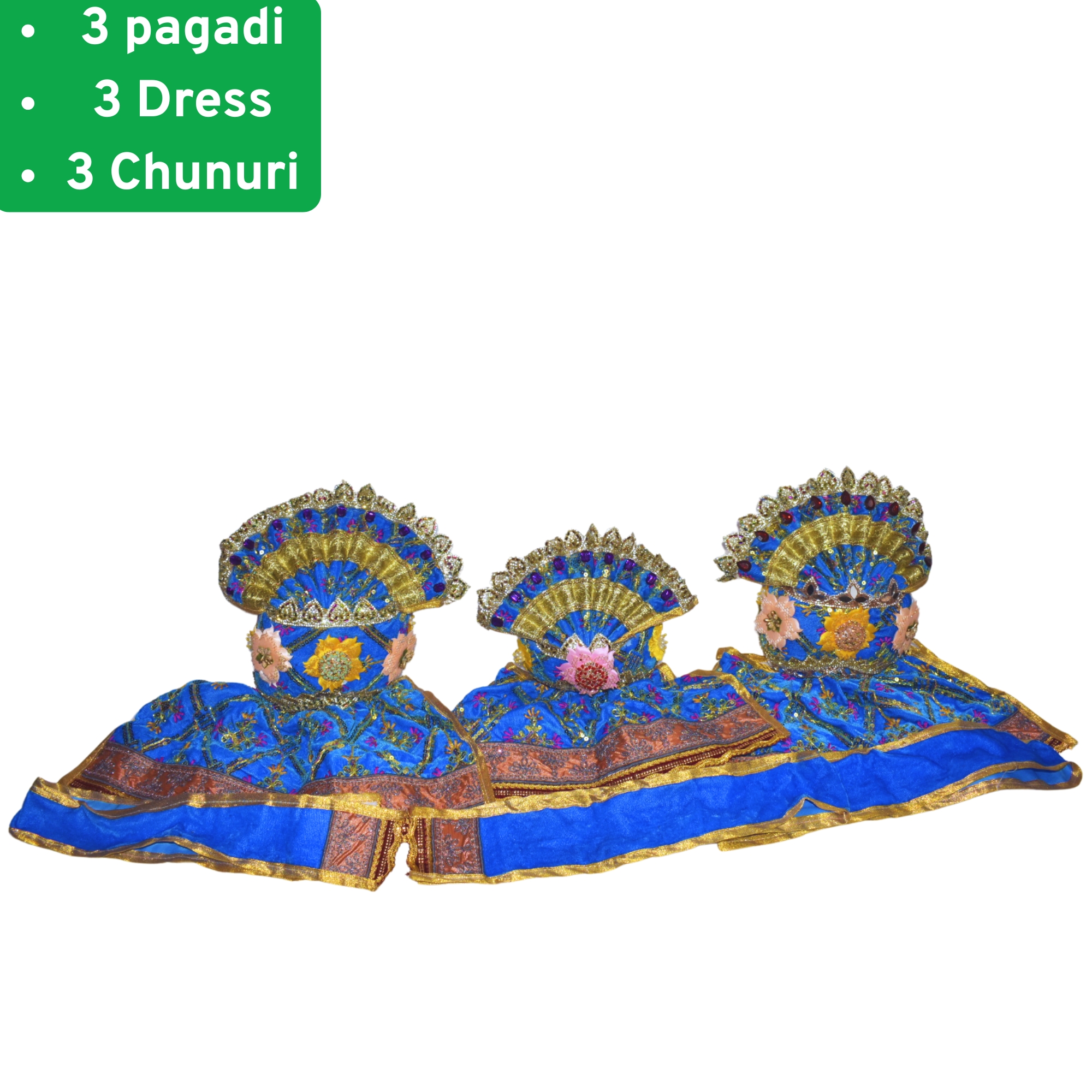 12 inch Complete Dress set for Shree Jagannath Idol set (Blue) - Image 4