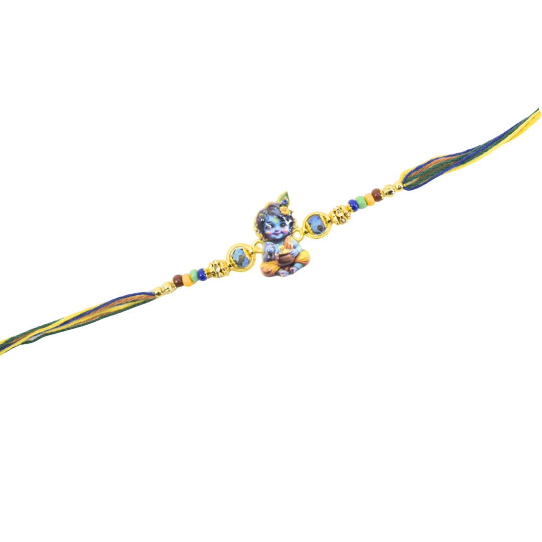 Little Krishna Rakhi for Brother | Handmade Raksha Bandhan Rakhi Thread with Cartoon Design | Kid-Friendly Rakhi Made in India - Image 3