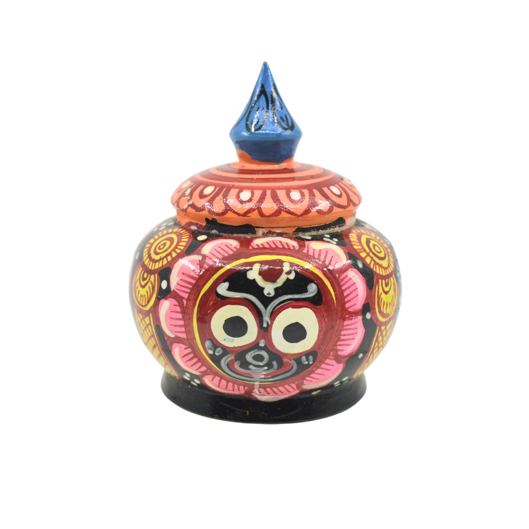 Wooden Handcrafted Sindoor Box – 4 Inch | Hand-Painted with Lord Jagannath, Balabhadra & Subhadra Artwork,Pack 1 - Image 4